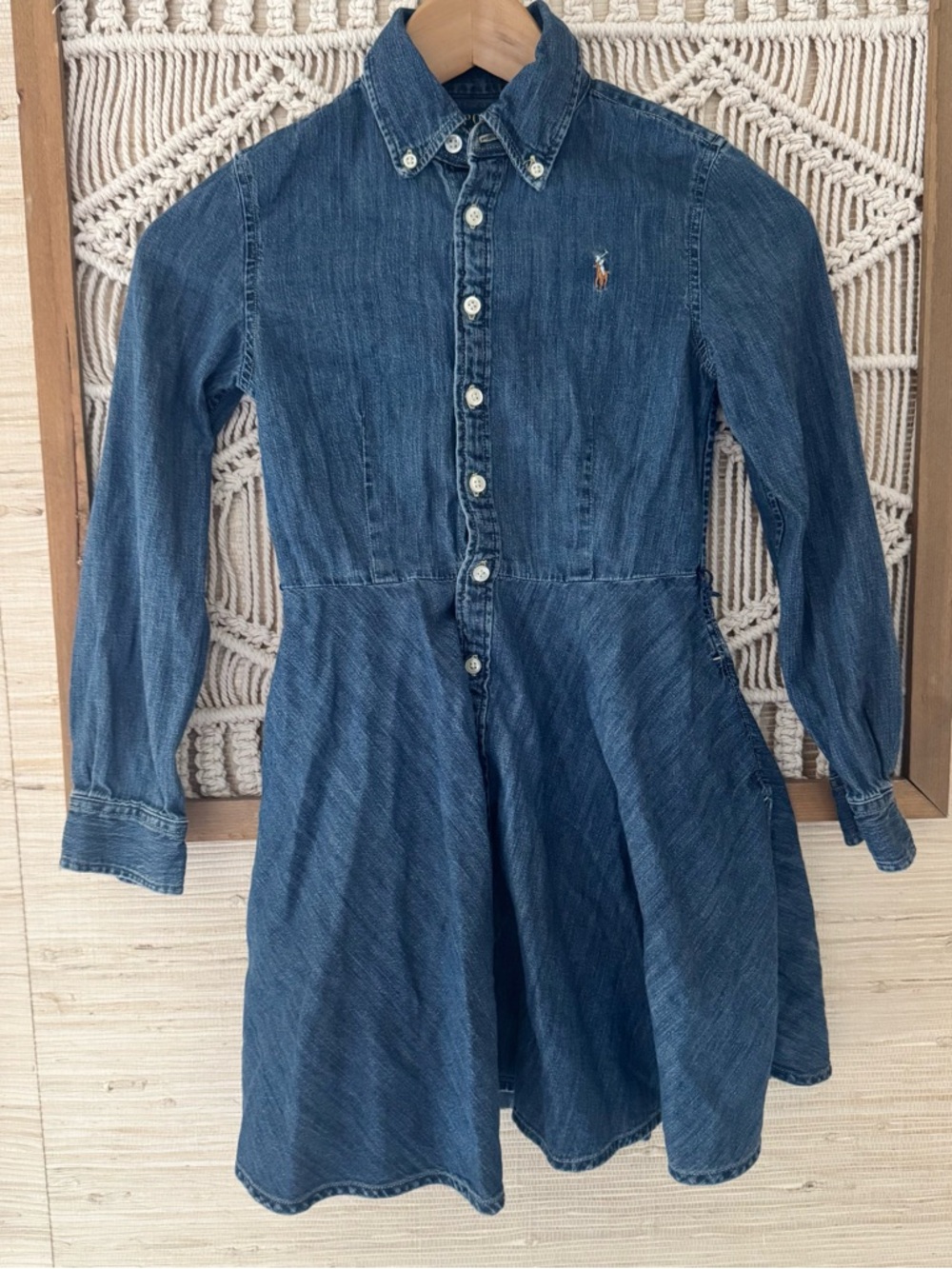 Polo by Ralph Lauren Blue Denim Button-Down Dress with Embroidered Pony Logo